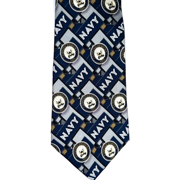 NWT United States Navy Block Pattern Silk Tie - Picture 2 of 6